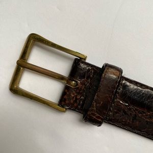 Brown Cayman Crocodile Belt Made in Italy 38